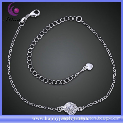 Factory direct price white zircon 925 silver plated fashion fancy anklet ( CA033-A)